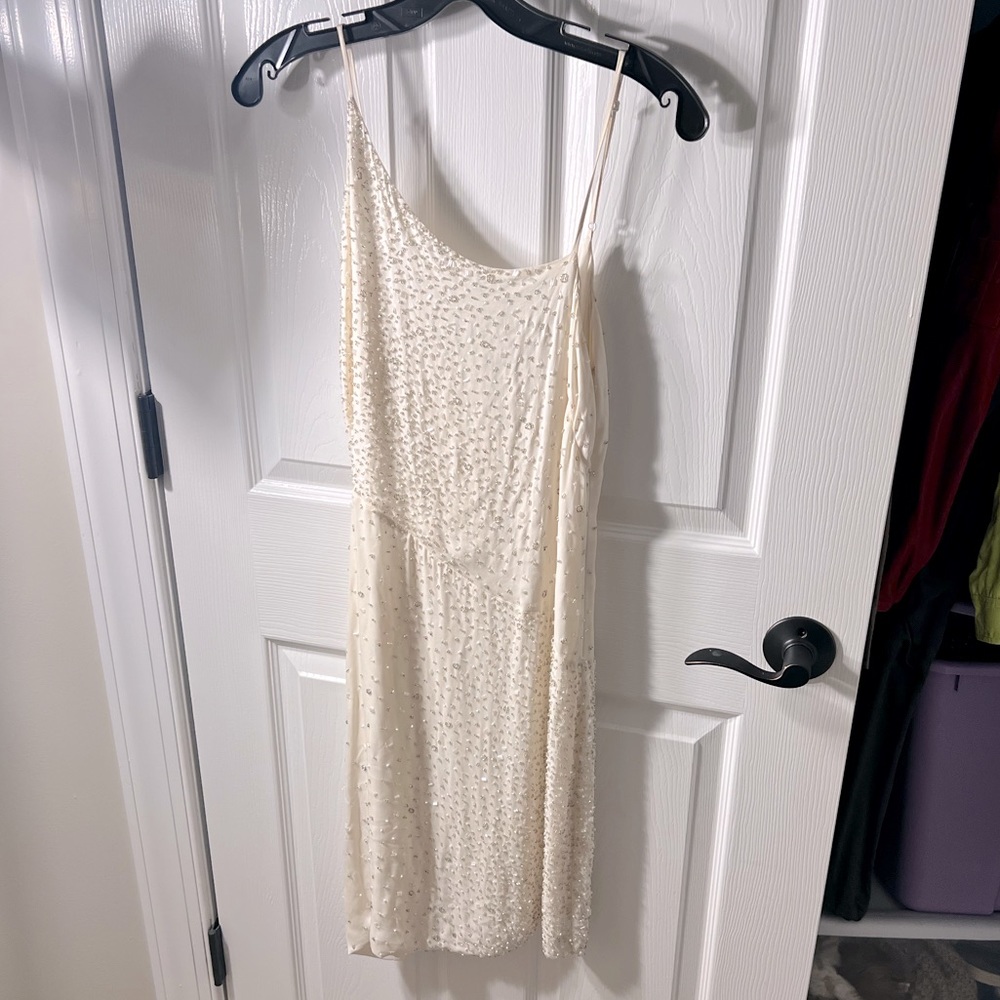 BCBG Max Azria Assymetrical White Beaded Cut Out Dress New with Tags!! Gorgeous!